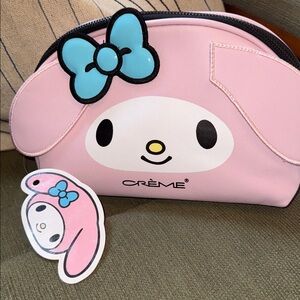 My Melody Limited Edition Crème Pink Cosmetic Bag with Blue Bow